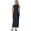 imageGRECERELLE 2026 Women Summer Casual 2 Piece Sets MockNeck WrinkleFree Top amp Elastic Waist Midi Side Slit Skirt with PocketsNavy Blue