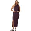 imageGRECERELLE 2026 Women Summer Casual 2 Piece Sets MockNeck WrinkleFree Top amp Elastic Waist Midi Side Slit Skirt with PocketsRosewood