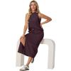 imageGRECERELLE 2026 Women Summer Casual 2 Piece Sets MockNeck WrinkleFree Top amp Elastic Waist Midi Side Slit Skirt with PocketsRosewood