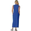 imageGRECERELLE 2026 Women Summer Casual 2 Piece Sets MockNeck WrinkleFree Top amp Elastic Waist Midi Side Slit Skirt with PocketsRoyal Blue