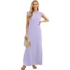 imageGRECERELLE 2026 Women YearRound Casual Round Neck Loose Split WrinkleFree Long Maxi Vacation Dress with Pockets XXS4XLAura Indigo