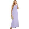 imageGRECERELLE 2026 Women YearRound Casual Round Neck Loose Split WrinkleFree Long Maxi Vacation Dress with Pockets XXS4XLAura Indigo