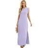 imageGRECERELLE 2026 Women YearRound Casual Round Neck Loose Split WrinkleFree Long Maxi Vacation Dress with Pockets XXS4XLAura Indigo