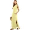 imageGRECERELLE 2026 Women YearRound Casual Round Neck Loose Split WrinkleFree Long Maxi Vacation Dress with Pockets XXS4XLButter Yellow