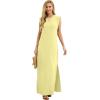 imageGRECERELLE 2026 Women YearRound Casual Round Neck Loose Split WrinkleFree Long Maxi Vacation Dress with Pockets XXS4XLButter Yellow