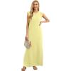 imageGRECERELLE 2026 Women YearRound Casual Round Neck Loose Split WrinkleFree Long Maxi Vacation Dress with Pockets XXS4XLButter Yellow