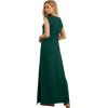imageGRECERELLE 2026 Women YearRound Casual Round Neck Loose Split WrinkleFree Long Maxi Vacation Dress with Pockets XXS4XLDark Green