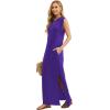 imageGRECERELLE 2026 Women YearRound Casual Round Neck Loose Split WrinkleFree Long Maxi Vacation Dress with Pockets XXS4XLDark Purple