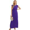 imageGRECERELLE 2026 Women YearRound Casual Round Neck Loose Split WrinkleFree Long Maxi Vacation Dress with Pockets XXS4XLDark Purple