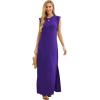 imageGRECERELLE 2026 Women YearRound Casual Round Neck Loose Split WrinkleFree Long Maxi Vacation Dress with Pockets XXS4XLDark Purple