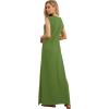 imageGRECERELLE 2026 Women YearRound Casual Round Neck Loose Split WrinkleFree Long Maxi Vacation Dress with Pockets XXS4XLDill Green