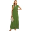 imageGRECERELLE 2026 Women YearRound Casual Round Neck Loose Split WrinkleFree Long Maxi Vacation Dress with Pockets XXS4XLDill Green