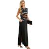 imageGRECERELLE 2026 Women YearRound Casual Round Neck Loose Split WrinkleFree Long Maxi Vacation Dress with Pockets XXS4XLFp Americano Combo