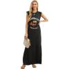 imageGRECERELLE 2026 Women YearRound Casual Round Neck Loose Split WrinkleFree Long Maxi Vacation Dress with Pockets XXS4XLFp Americano Combo