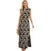 imageGRECERELLE 2026 Women YearRound Casual Round Neck Loose Split WrinkleFree Long Maxi Vacation Dress with Pockets XXS4XLFp Black Puzzle