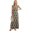 imageGRECERELLE 2026 Women YearRound Casual Round Neck Loose Split WrinkleFree Long Maxi Vacation Dress with Pockets XXS4XLFp Black Puzzle