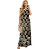 imageGRECERELLE 2026 Women YearRound Casual Round Neck Loose Split WrinkleFree Long Maxi Vacation Dress with Pockets XXS4XLFp Black Puzzle