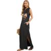 imageGRECERELLE 2026 Women YearRound Casual Round Neck Loose Split WrinkleFree Long Maxi Vacation Dress with Pockets XXS4XLFp Bready Cat Dog