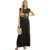 imageGRECERELLE 2026 Women YearRound Casual Round Neck Loose Split WrinkleFree Long Maxi Vacation Dress with Pockets XXS4XLFp Bready Cat Dog