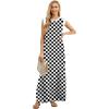 imageGRECERELLE 2026 Women YearRound Casual Round Neck Loose Split WrinkleFree Long Maxi Vacation Dress with Pockets XXS4XLFp Checkered