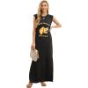 imageGRECERELLE 2026 Women YearRound Casual Round Neck Loose Split WrinkleFree Long Maxi Vacation Dress with Pockets XXS4XLFp Fortune Cookie