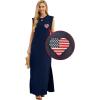 imageGRECERELLE 2026 Women YearRound Casual Round Neck Loose Split WrinkleFree Long Maxi Vacation Dress with Pockets XXS4XLFp Navy Heart Flag