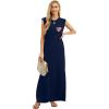 imageGRECERELLE 2026 Women YearRound Casual Round Neck Loose Split WrinkleFree Long Maxi Vacation Dress with Pockets XXS4XLFp Navy Heart Flag