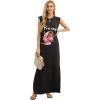 imageGRECERELLE 2026 Women YearRound Casual Round Neck Loose Split WrinkleFree Long Maxi Vacation Dress with Pockets XXS4XLFp Pretty Dog