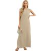 imageGRECERELLE 2026 Women YearRound Casual Round Neck Loose Split WrinkleFree Long Maxi Vacation Dress with Pockets XXS4XLKhaki