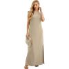 imageGRECERELLE 2026 Women YearRound Casual Round Neck Loose Split WrinkleFree Long Maxi Vacation Dress with Pockets XXS4XLKhaki