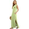 imageGRECERELLE 2026 Women YearRound Casual Round Neck Loose Split WrinkleFree Long Maxi Vacation Dress with Pockets XXS4XLLucky Green Clover