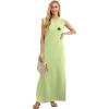 imageGRECERELLE 2026 Women YearRound Casual Round Neck Loose Split WrinkleFree Long Maxi Vacation Dress with Pockets XXS4XLLucky Green Clover