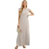 imageGRECERELLE 2026 Women YearRound Casual Round Neck Loose Split WrinkleFree Long Maxi Vacation Dress with Pockets XXS4XLOatmeal