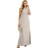 imageGRECERELLE 2026 Women YearRound Casual Round Neck Loose Split WrinkleFree Long Maxi Vacation Dress with Pockets XXS4XLOatmeal