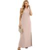 imageGRECERELLE 2026 Women YearRound Casual Round Neck Loose Split WrinkleFree Long Maxi Vacation Dress with Pockets XXS4XLRose Pink