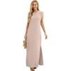 imageGRECERELLE 2026 Women YearRound Casual Round Neck Loose Split WrinkleFree Long Maxi Vacation Dress with Pockets XXS4XLRose Pink