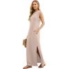imageGRECERELLE 2026 Women YearRound Casual Round Neck Loose Split WrinkleFree Long Maxi Vacation Dress with Pockets XXS4XLRose Pink