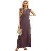 imageGRECERELLE 2026 Women YearRound Casual Round Neck Loose Split WrinkleFree Long Maxi Vacation Dress with Pockets XXS4XLRosewood