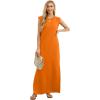 imageGRECERELLE 2026 Women YearRound Casual Round Neck Loose Split WrinkleFree Long Maxi Vacation Dress with Pockets XXS4XLVibrant Orange