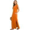 imageGRECERELLE 2026 Women YearRound Casual Round Neck Loose Split WrinkleFree Long Maxi Vacation Dress with Pockets XXS4XLVibrant Orange