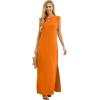 imageGRECERELLE 2026 Women YearRound Casual Round Neck Loose Split WrinkleFree Long Maxi Vacation Dress with Pockets XXS4XLVibrant Orange