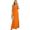 imageGRECERELLE 2026 Women YearRound Casual Round Neck Loose Split WrinkleFree Long Maxi Vacation Dress with Pockets XXS4XLVibrant Orange