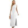 imageGRECERELLE 2026 Women YearRound Casual Round Neck Loose Split WrinkleFree Long Maxi Vacation Dress with Pockets XXS4XLWhite