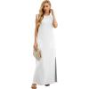 imageGRECERELLE 2026 Women YearRound Casual Round Neck Loose Split WrinkleFree Long Maxi Vacation Dress with Pockets XXS4XLWhite