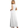 imageGRECERELLE 2026 Women YearRound Casual Round Neck Loose Split WrinkleFree Long Maxi Vacation Dress with Pockets XXS4XLWhite