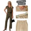 imageGRECERELLE 2026 Womens Spring amp Summer Casual 2 Piece Set  VNeck Top amp WrinkleFree Pants With PocketsArmy Green
