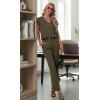imageGRECERELLE 2026 Womens Spring amp Summer Casual 2 Piece Set  VNeck Top amp WrinkleFree Pants With PocketsArmy Green