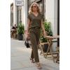 imageGRECERELLE 2026 Womens Spring amp Summer Casual 2 Piece Set  VNeck Top amp WrinkleFree Pants With PocketsArmy Green