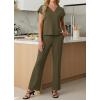 imageGRECERELLE 2026 Womens Spring amp Summer Casual 2 Piece Set  VNeck Top amp WrinkleFree Pants With PocketsArmy Green