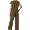 imageGRECERELLE 2026 Womens Spring amp Summer Casual 2 Piece Set  VNeck Top amp WrinkleFree Pants With PocketsArmy Green